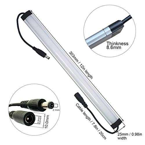 Litever Kitchen Under Cabinet LED Lighting Kits,3 PCS 1 Feet Super Bright LED Light Bars per Set, Daylight White 20W 1000 Lumen Dimmable Plug in for Kitchen Cabinets Counters Cases 5000K (3 Bars Kit)