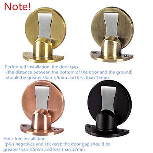 ZCKJ Door Stop with 3M Adhesive, Floor Mount Invisible Magnetic Door Stopper, Magnets Door Stops Wall Prop Hold Open Doorstop, Punch/no Punch, Used for Low Door Gap of 5-15mm, Black 2 Pack