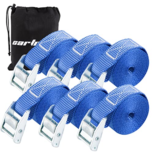 Cartman 1" x 12' Lashing Straps Cargo Tie-Down Strap Up to 600lbs, 6pk in Carry Bag, Blue
