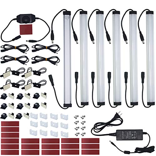 Litever Kitchen Under Cabinet LED Lighting Kit Plug-in, Super Bright, 6 PCS 12 Inches Light Bars, Daylight White, 31W 2000 Lumen, Perfect for Kitchen Cabinet Counter Shelf-(6 Bars Kit-5000K)