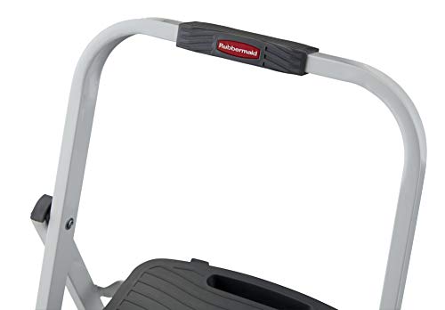 Rubbermaid RM-3W-2W Steel Frame 3 Folding Stool with Hand Grip and Plastic Steps, 250-Pound Capacity, White Finish