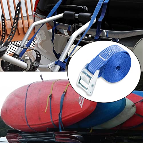 Cartman 1" x 12' Lashing Straps Cargo Tie-Down Strap Up to 600lbs, 6pk in Carry Bag, Blue
