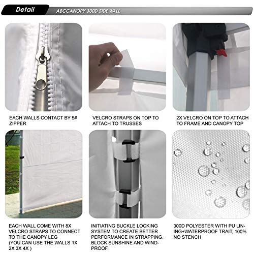 ABCCANOPY Instant Canopy SunWall 10x10 FT, 1 Pack Sidewall Only, Gray