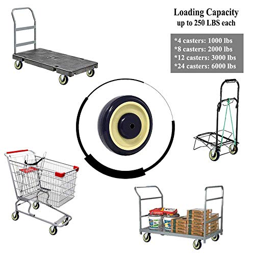 SYRATION 5" 10 Pack Polyurethane Stepped and Full Tread Face w/Double Ball Bearing Shopping Cart Wheel 2500 lbs Total Capacity