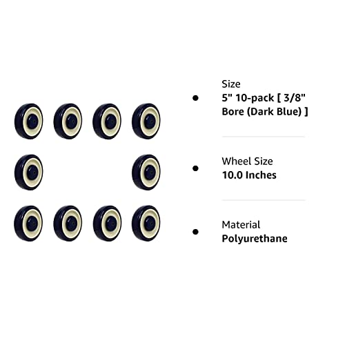 SYRATION 5" 10 Pack Polyurethane Stepped and Full Tread Face w/Double Ball Bearing Shopping Cart Wheel 2500 lbs Total Capacity