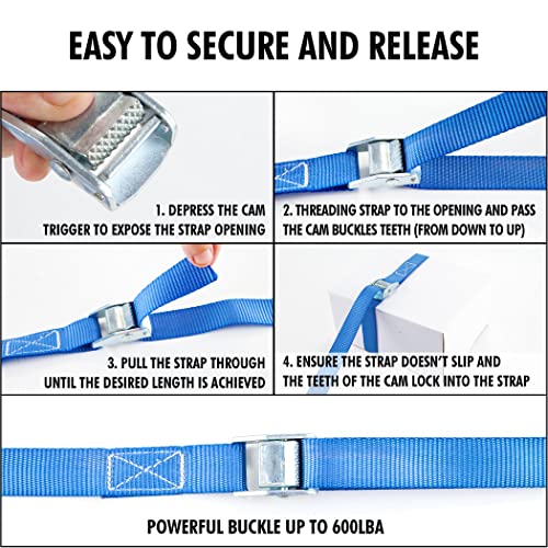 Cartman 1" x 12' Lashing Straps Cargo Tie-Down Strap Up to 600lbs, 8pk in Carry Bag, Blue