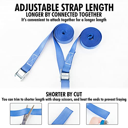 Cartman 1" x 12' Lashing Straps Cargo Tie-Down Strap Up to 600lbs, 8pk in Carry Bag, Blue