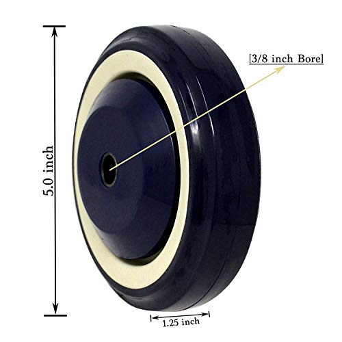 SYRATION 5" 4 Pack Polyurethane Stepped and Full Tread Face Shopping Cart Wheel Caster Replacement Kit 1400 lbs Total Capacity (5 inches Pack of 4, Dark Blue Beige Stepped Face)