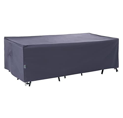 F&J Outdoors Patio Table Covers Waterproof Rectangular 86 x 44 x 27.5 inches, UV Resistant Snow Protection for Outdoor Dining Tables, Grey