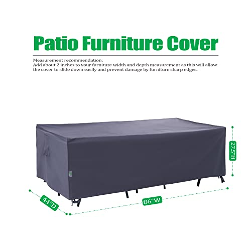 F&J Outdoors Patio Table Covers Waterproof Rectangular 86 x 44 x 27.5 inches, UV Resistant Snow Protection for Outdoor Dining Tables, Grey