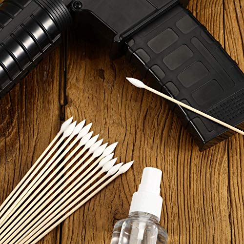 Norme 6 Inch Caliber Cleaning Swabs Round/Pointed Tip with Wooden Handle Cleaning Swabs for Jewelry Ceramics Electronics in Storage Case, 300 Pieces (Pointed Tip)