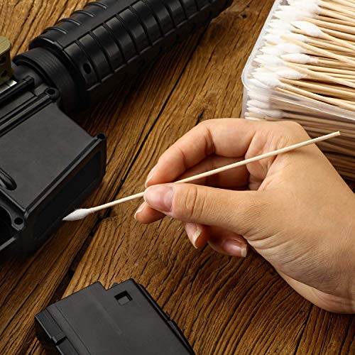 Norme 6 Inch Caliber Cleaning Swabs Round/Pointed Tip with Wooden Handle Cleaning Swabs for Jewelry Ceramics Electronics in Storage Case, 300 Pieces (Pointed Tip)