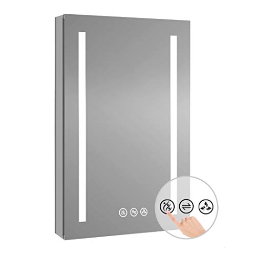 Blossom Recessed or Surface 20 Inch LED Lighted Mirror Medicine Cabinet with Lights, LED Medicine Cabinet with Defogger, Dimmer, Outlets & USB Ports (20x32/Right Hinge)