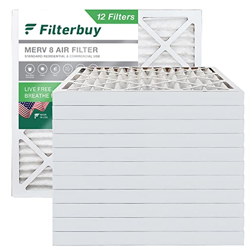 Filterbuy 12x12x2 Air Filter MERV 8 Dust Defense (4-Pack), Pleated HVAC AC Furnace Air Filters Replacement (Actual Size: 11.75 x 11.75 x 1.75 Inches)