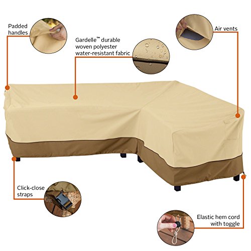 Classic Accessories Veranda Water-Resistant 115 Inch Patio Right-Facing Sectional Lounge Set Cover, Patio Furniture Covers, Pebble/Bark/Earth