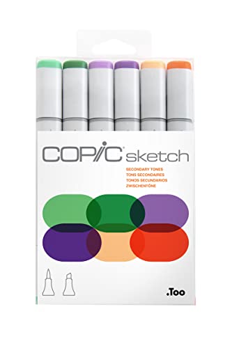 Copic Sketch, Alcohol-based Markers, 6pc Set, Secondary Tones