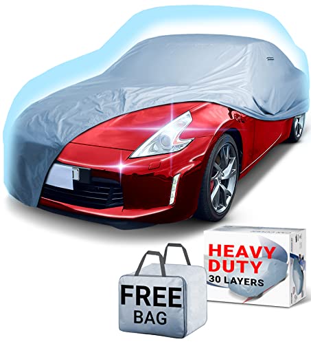 iCarCover 30-Layer Premium Car Cover Waterproof All-Weather Rain Snow UV Sun Hail Protector for Automobiles, Automotive Accessories Full Exterior Indoor Outdoor Cover, Fit for Sedan (164-170 inch)