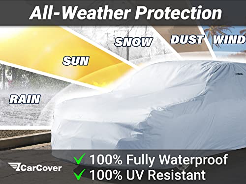 iCarCover 30-Layer Premium Car Cover Waterproof All-Weather Rain Snow UV Sun Hail Protector for Automobiles, Automotive Accessories Full Exterior Indoor Outdoor Cover, Fit for Sedan (156-164 inch)