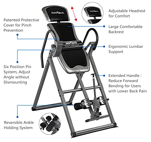 INNOVA HEALTH AND FITNESS ITX9688 Heavy Duty Inversion Table, Extended Ankle Holding System, 300 lb Weight Capacity
