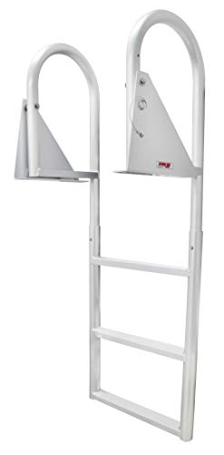 Extreme Max 3005.3470 Heavy-Duty Aluminum Flip-Up Dock Ladder with Comfort Use Round Tube Frame and 21" Wide Steps - 3-Step, 300 lbs. Weight Capacity