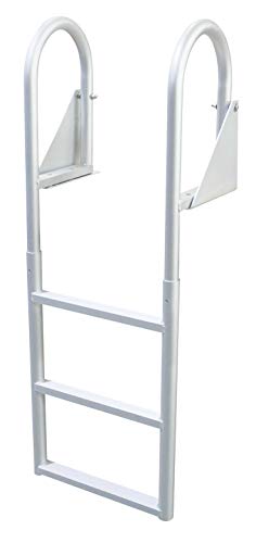 Extreme Max 3005.3470 Heavy-Duty Aluminum Flip-Up Dock Ladder with Comfort Use Round Tube Frame and 21" Wide Steps - 3-Step, 300 lbs. Weight Capacity