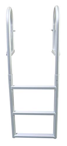 Extreme Max 3005.3470 Heavy-Duty Aluminum Flip-Up Dock Ladder with Comfort Use Round Tube Frame and 21" Wide Steps - 3-Step, 300 lbs. Weight Capacity