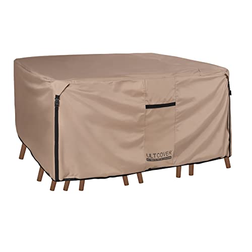 ULTCOVER Square Patio Heavy Duty Table Cover - 600D Tough Canvas Waterproof Outdoor Dining Table and Chairs General Purpose Furniture Cover Size 54 inch