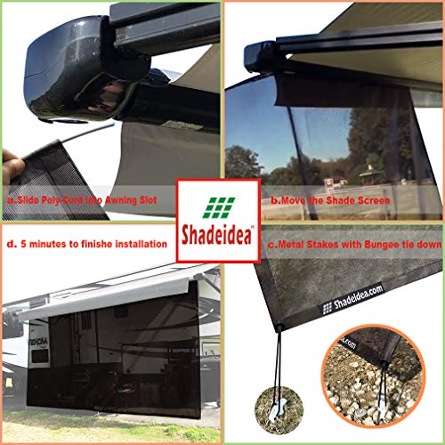 RV Sun Shade Screen for Awning - 6' X 8' 5'' Brown Mesh Sunshade Motorhome Camping Trailer UV Sunblocker Canopy Sunscreen - Shadeidea Offer 3 Years Warranty