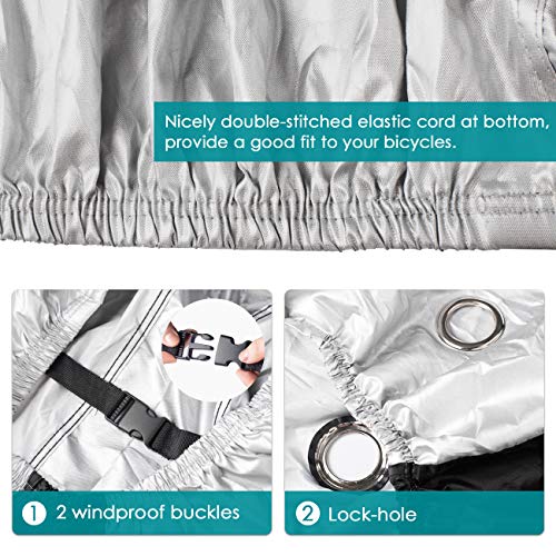 Favoto Bike Cover Waterproof Outdoor Bicycle Cover Thicken Oxford 29 Inch Windproof Snow Rustproof with Lock Hole Storage Bag for Mountain Road Bike City Bike Beach Cruiser Bike, Silver