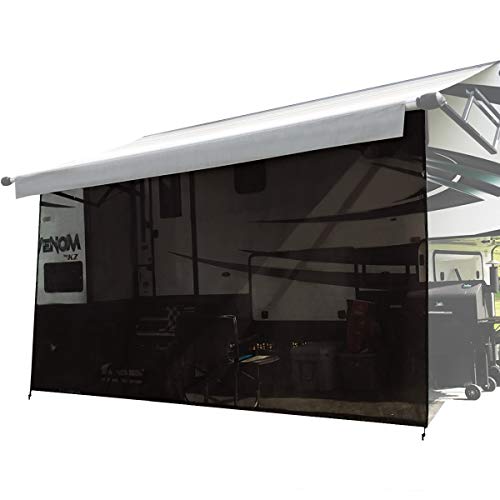 Shadeidea RV Awning Sun Shade Screen for Awning - 8' X 15' 5'' Black Mesh Sunshade Motorhome Camping Trailer UV Sunblocker Canopy Sunscreen - Offer 3 Year Warranty