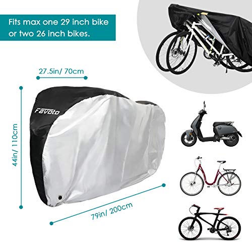 Favoto Bike Cover Waterproof Outdoor Bicycle Cover Thicken Oxford 29 Inch Windproof Snow Rustproof with Lock Hole Storage Bag for Mountain Road Bike City Bike Beach Cruiser Bike, Silver
