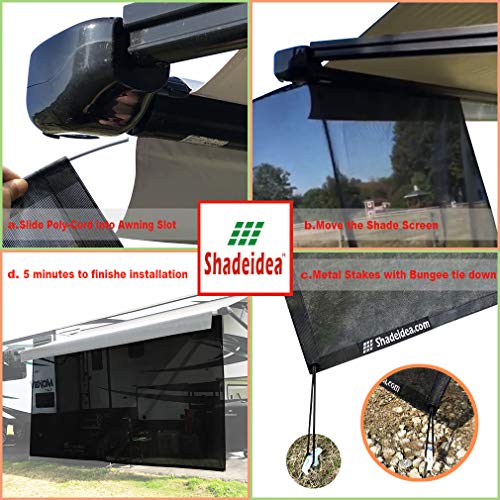Shadeidea RV Awning Sun Shade Screen for Awning - 8' X 15' 5'' Black Mesh Sunshade Motorhome Camping Trailer UV Sunblocker Canopy Sunscreen - Offer 3 Year Warranty