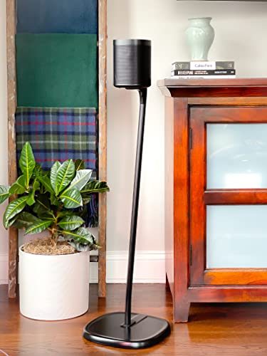 GT STUDIO Sonos Speaker Stands for Sonos One, One SL, Play:1, Play:3, Premium Design Improves Surround Sound, Heavy Base, Complete Cord Concealment - (Pair, Black)