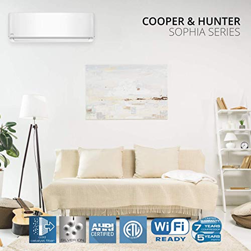 Cooper & Hunter 9,000 BTU, 115V, 25 SEER, Mini Split AC/Heating system Sophia Series with 16ft Installation Kit