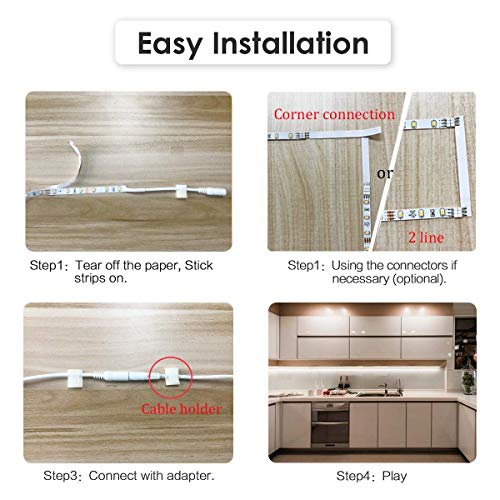 WOBANE Under Counter Light, Dimmable LED Under Cabinet Lighting, 6 PCS LED Strip Light Bars with Remote Control for Kitchen,Shelf,Pantry,Showcase,Desk,Cupboard 6000K White, Timing, 16W 1500LM,9.8 ft