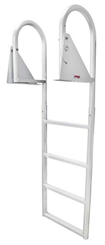 Extreme Max 3005.3473 Heavy Duty Flip-Up Dock Ladder with Comfortable Round Tube Frame - 4 Steps, 21" Step Width, 49.5" Below-Deck Reach, 300 lbs. Weight Capacity