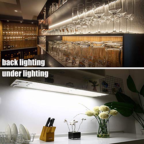 WOBANE Under Counter Light, Dimmable LED Under Cabinet Lighting, 6 PCS LED Strip Light Bars with Remote Control for Kitchen,Shelf,Pantry,Showcase,Desk,Cupboard 6000K White, Timing, 16W 1500LM,9.8 ft