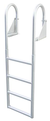 Extreme Max 3005.3473 Heavy Duty Flip-Up Dock Ladder with Comfortable Round Tube Frame - 4 Steps, 21" Step Width, 49.5" Below-Deck Reach, 300 lbs. Weight Capacity