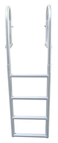 Extreme Max 3005.3473 Heavy Duty Flip-Up Dock Ladder with Comfortable Round Tube Frame - 4 Steps, 21" Step Width, 49.5" Below-Deck Reach, 300 lbs. Weight Capacity