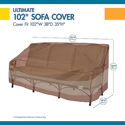 Duck Covers Ultimate Waterproof 104 IN. W X 40 IN. D X 35 IN. H Inch Patio Sofa Cover, Patio Furniture Covers, Mocha Cappuccino