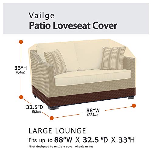 Vailge Heavy Duty Patio Sofa Cover, 100% Waterproof Outdoor Sofa Cover, Large Lawn Patio Furniture Covers with Air Vent, Large(Standard), Beige & Brown