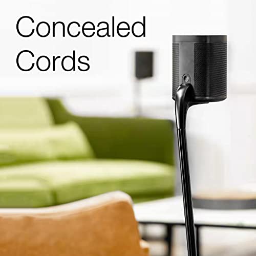 GT STUDIO Speaker Stands for SONOS One, One SL, Play:1, Play:3, Premium Design Improves Surround Sound, Heavy Base, Complete Cord Concealment- (Single, Black)