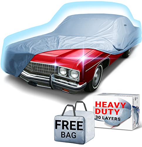 iCarCover 30-Layer Premium Car Cover Waterproof All-Weather Rain Snow UV Sun Hail Protector for Automobiles, Automotive Accessories Full Exterior Indoor Outdoor Cover, Fit for Sedan (205-209 inch)