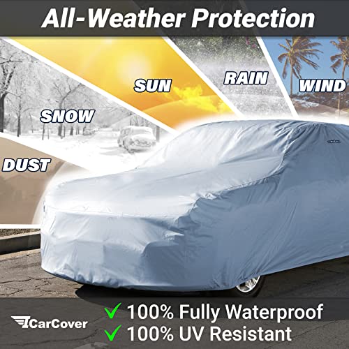 iCarCover 30-Layer Premium Car Cover Waterproof All-Weather Rain Snow UV Sun Hail Protector for Automobiles, Automotive Accessories Full Exterior Indoor Outdoor Cover, Fit for Sedan (205-209 inch)