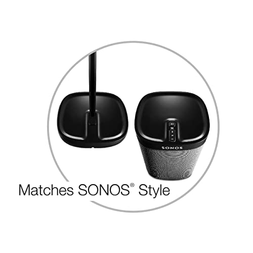GT STUDIO Speaker Stands for SONOS One, One SL, Play:1, Play:3, Premium Design Improves Surround Sound, Heavy Base, Complete Cord Concealment- (Single, Black)