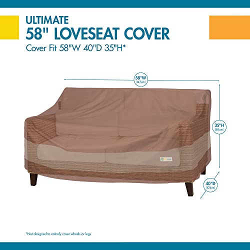 Duck Covers Ultimate Waterproof 58 Inch Deep Loveseat Cover, Patio Furniture Covers, Mocha Cappuccino