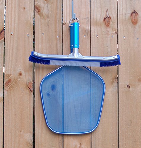 Pool Tool Holder and Organizer; Storage System for Brushes, Leaf rakes, Skimmers, Vacuum Head, and Other Telescopic Pole Cleaning Equipment attachments (3, ICY Blue)