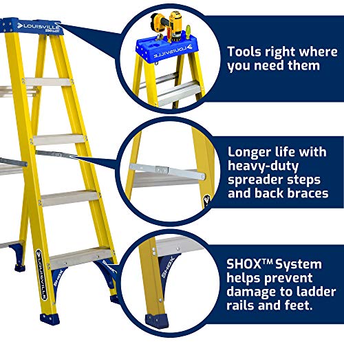Louisville Ladder FS2005 Fiberglass Step Ladder, 5-Feet/250lb, Yellow