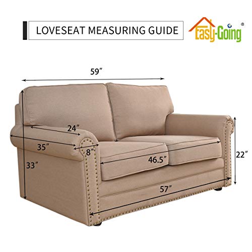 Easy-Going Stretch Loveseat Slipcover 1-Piece Sofa Cover Furniture Protector Couch Soft with Elastic Bottom for Kids Polyester Spandex Jacquard Fabric Small Checks (Loveseat, Pink)