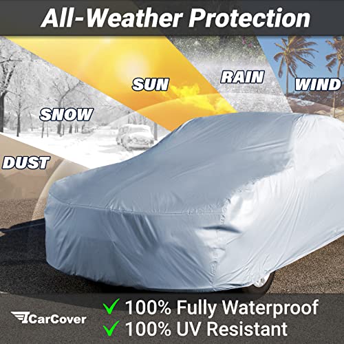 iCarCover 30-Layer Premium Car Cover Waterproof All-Weather Rain Snow UV Sun Hail Protector for Automobiles, Automotive Accessories Full Exterior Indoor Outdoor Cover, Fit for Sedan (171-179 inch)